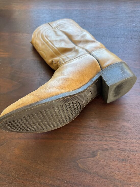 Vintage J. Chisholm USA Made Tan Leather Cowboy Boots – Men’s 11D main image 5